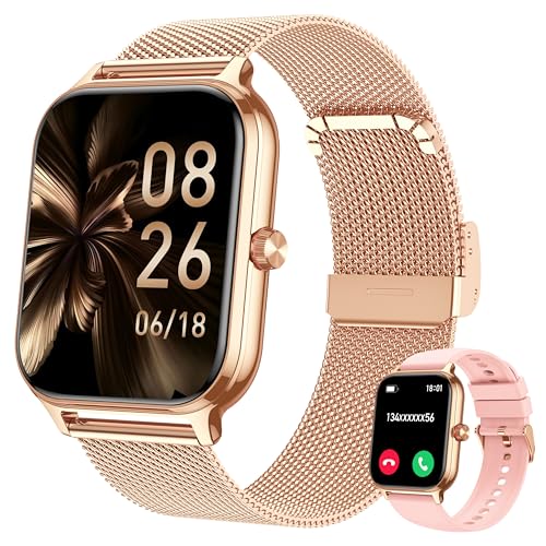 Smart Watch for Women & Men, 2026 New 1.96’’ Reloj Inteligente Para Mujer Answer/Make Calls, Blood Pressure, HR, Sleep Monitor, 100+ Sport Modes, Voice Assistant Fitness Watch for iOS Android Phone