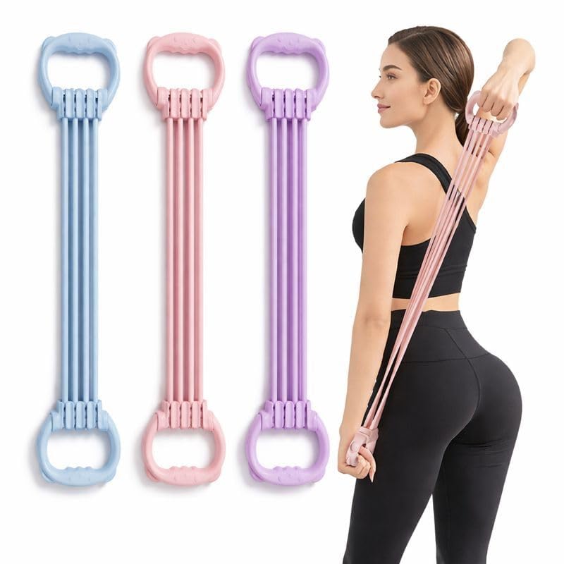 Multi-Tube Chest Expander Resistance Bands for Women - Portable Home Gym Fitness Equipment for Arm Slimming, Back Strengthening & Shoulder Stretching - Yoga & Pilates Posture Corrector