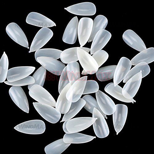 WindMax US Seller Almond Oval Stiletto Shape Full Cover False Fake Artificial Nails Tips Art Tools (1Bag,600Pieces, Natural)