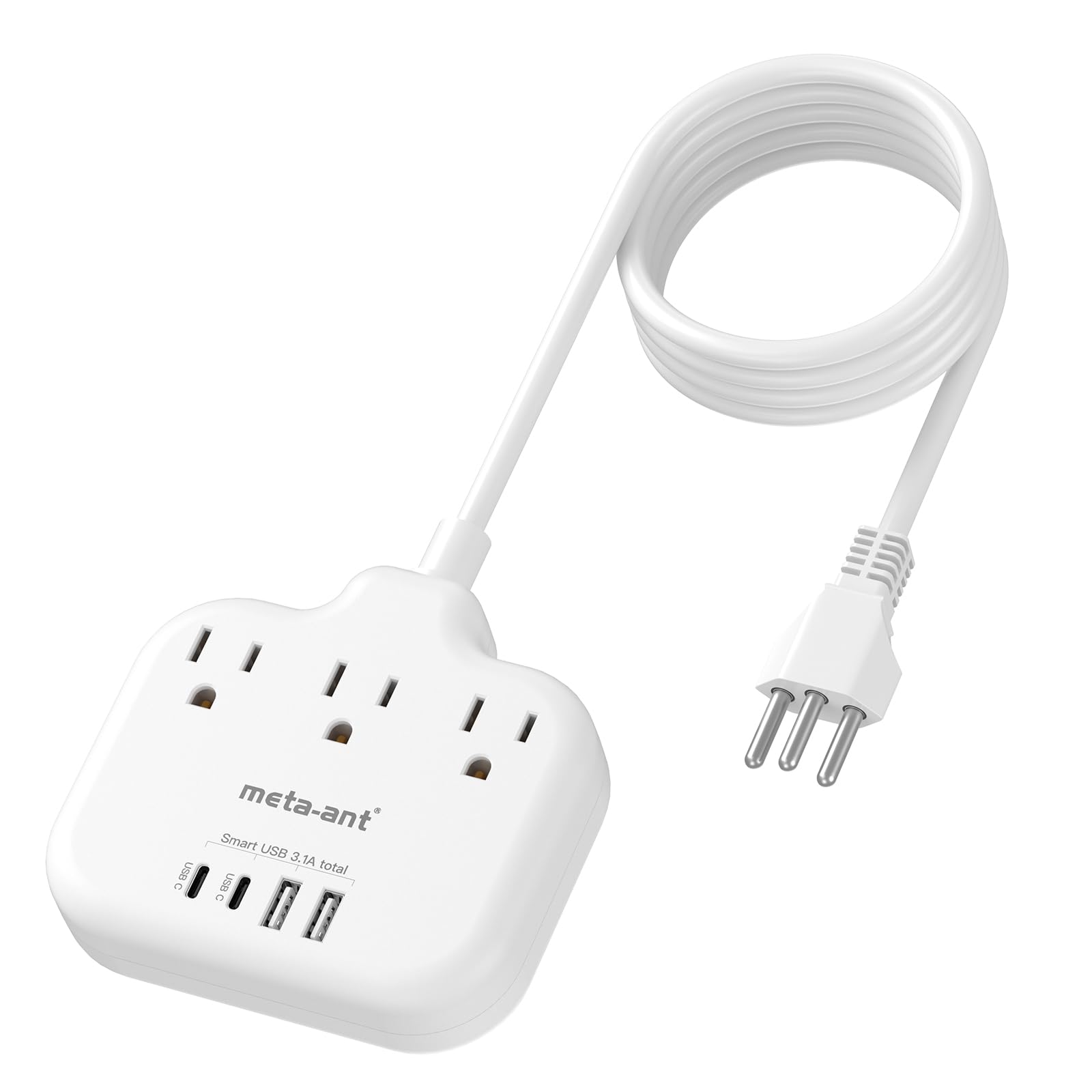 Switzerland Travel Plug Adapter with 5FT Extension Cord, meta-ant Type J Adapter with 3 Outlets 4 USB Ports(2 USB-C), Switzerland Power Adapter for US to Swiss Switzerland Liechtenstein Rwanda
