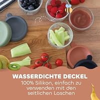 BÉABA, Set mit 10 Portionsgläsern zur Aufbewahrung von Babymahlzeiten, bruchsicheres Glas, 100% auslaufsicher, hitze- und kältebeständig, gefriergeeignet, sterilisierbar,Skala, 250 ml, Natural – Ansicht 4