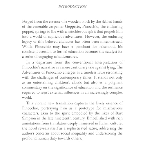 Image of Pinocchio | Children Classic | Unabridged (192 Pages) | Fiction Novel for Readers of All Ages Carlo Collodi
