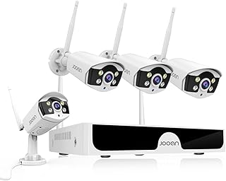 JOOAN [8CH Audio H.265+] Security Camera System Wireless Outdoor 8-Channel HD3MP NVR with 4Pcs 1296P WiFi Camera outdoor/indoor Surveillance Great Night Vision Detection & Email/APP Alarm(No hard disk)