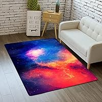 Carpet Bedroom 3D Outer Space Galaxy Starry Sky Teenage Child Boy Living Room Rug Non-slip Planet Earth Moon Decoration Carpet Black Purple Blue Pink Flannel Soft Carpets