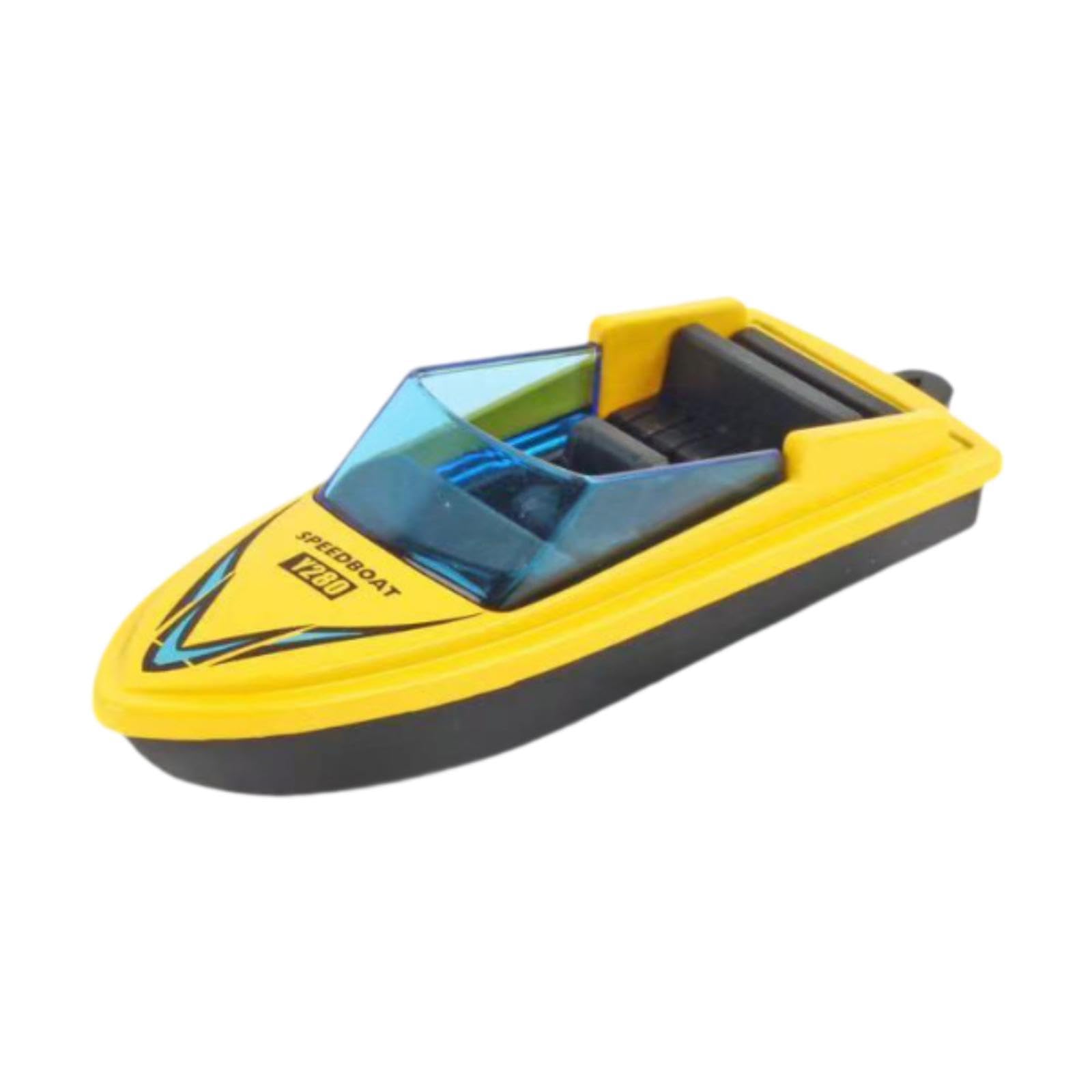 LOVIVER Mini Motorboat Model, Alloy Simulation Speedboat Educational Toy, Micro Landscape Decoration for Age 3-12+ Adults, Kids, Yellow