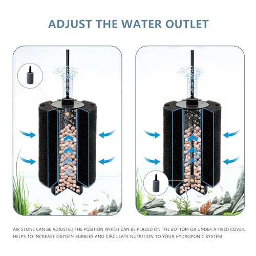 Image of 2 Pack 60-70 Gal Aquarium Sponge Filter with Air Stone and Ceramic Filter Media Quiet Fish Tank Bio Filter for Breeding Fry Shrimp Betta Fish Tank