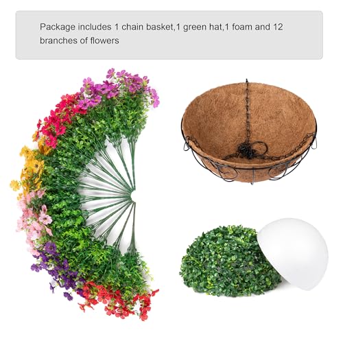 image for HyeFlora Artificial Fake Hanging Plants Flowers with Basket Outdoor De