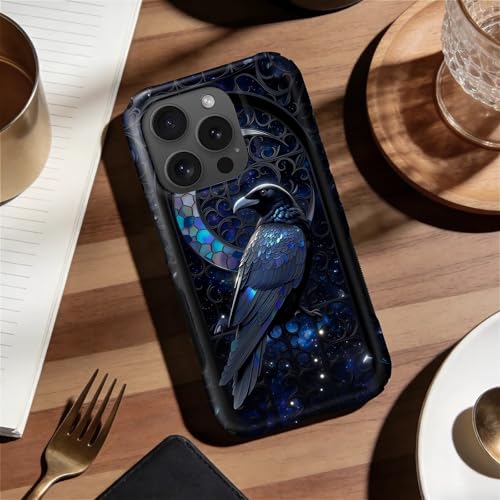 Coque antichoc iPhone 15 Pro silicone rigide vitrail corbeau - 6