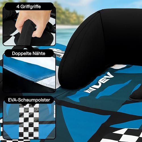 SereneLife Aufblasbares Schlauchboot- 2/3 Personen, Towable Tube für Wassersport, Ziehschlauchboot aus PVC, Für Seen & Flüsse, Einfach Aufzupumpen & Transportieren, Wassersport Tube für Bootfahren