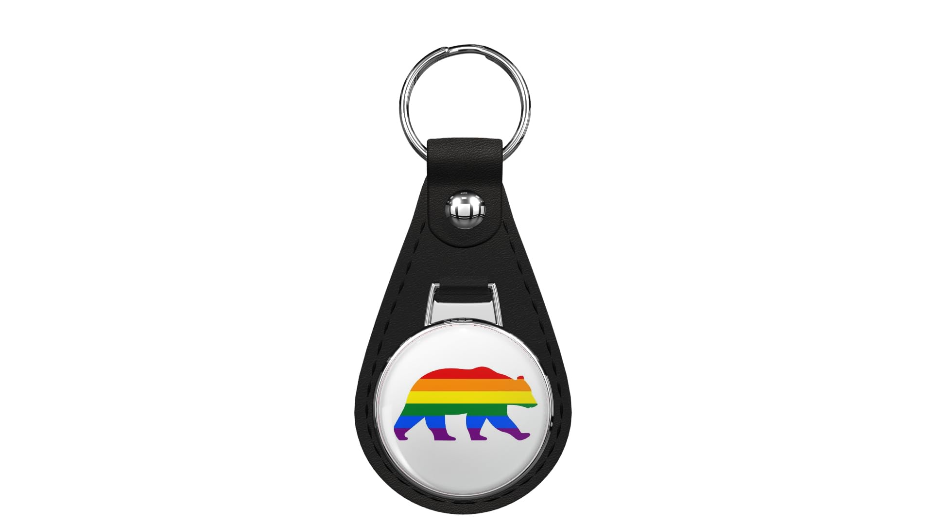 Glover Trading Gay California Bear Black Leather Key Chain Keychain