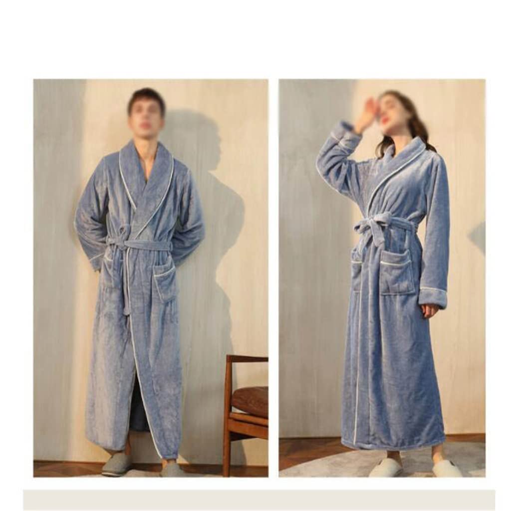 Hombres Invierno Súper Largo Grueso Cálido Franela Albornoz Tobillo Longitud Coral Fleece Albornoces Mujeres Suave Hombres Invierno Súper Largo Grueso(XL Code)