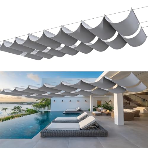 Voiles d'ombrage rétractable gris clair 70x350 cm imperméable pour terrasse - 2