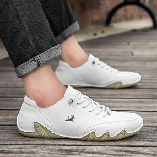 Vogany Men's Casual Leather Fashion Sneakers Chukka Boots Slip On Non-Slip Breathable High Boots Hiking Shoes Men3