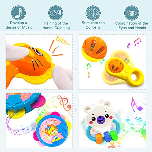 ToyerBee Baby Rattle &Teething Toys with Container,10PCS Musical&Grasping Toy Set in Various Shapes and Colors, Early Learning Toys for Little Hands,Best Gifts for 3-12 Month Newborn & Infant,BPA FREE - Thumbnail 4