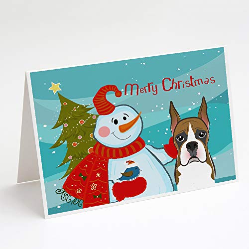 Caroline's Treasures BB1843GCA7P Snowman with Boxer Greeting Cards and Envelopes Pack of 8 Blank Cards with Envelopes Whimsical A7 Size 5x7 Blank Note Cards