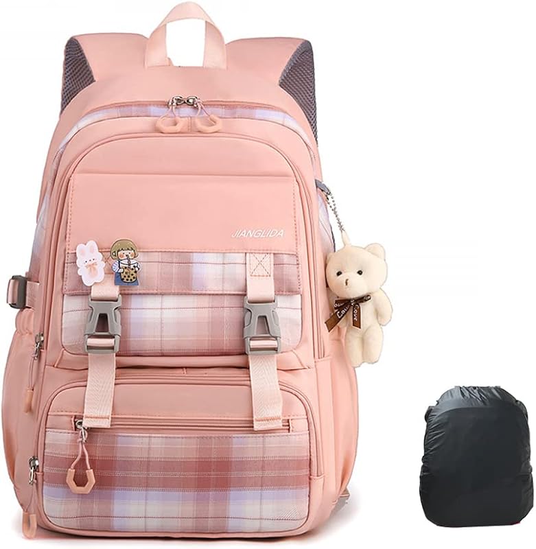 Mochila Impermeável Feminina Escolar Fashion,Mochilas Para Notebook, Ornamento Ursinho de cortesia,Escudo de chuva livre, em oferta na Shopee