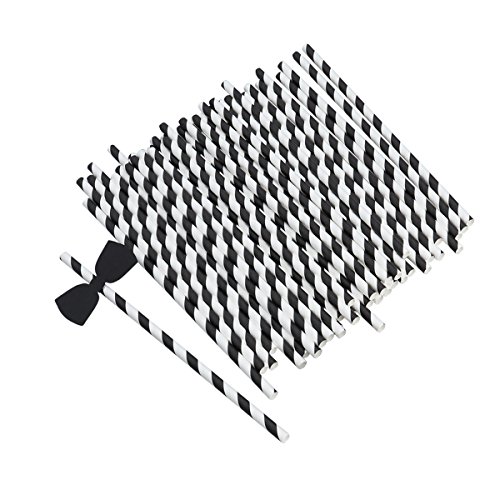 Luoem Paper Drinking Straws Bow Ties Decorative Cocktail Drinking Straws For Birthday Wedding Christmas Baby Shower Theme Decoration Supplies（40 Pack） #TOP1