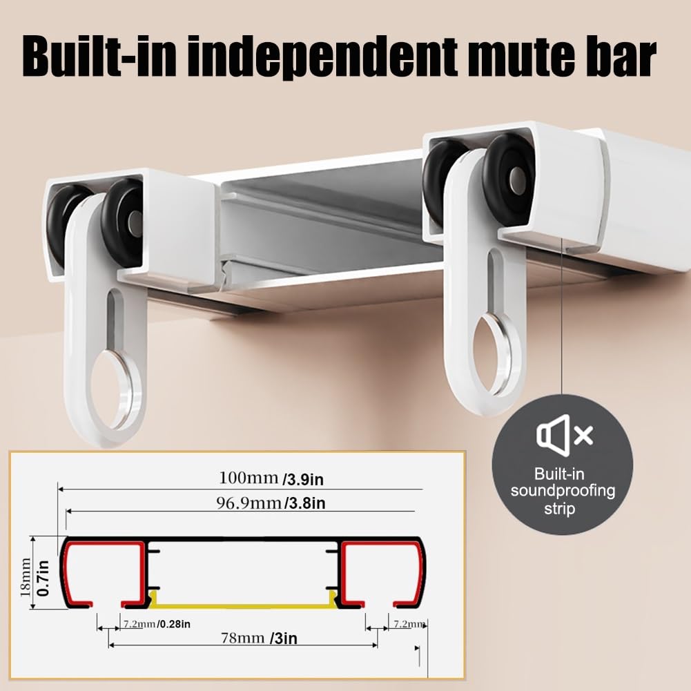 Doppio Binario per Tende invisibili, Binari Tende Heavy Duty scorrevoli a soffitto, Kit Binario in alluminio personalizzabile 60 bis 680 CM per finestre, doccia, divisorio(White,1.3m(4.3ft))