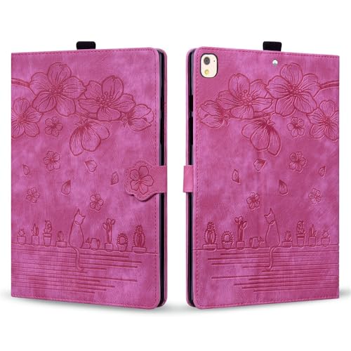 Coque iPad 10.2 et Air 10.5 Rose - Protection Simili Cuir Chat Cerisier