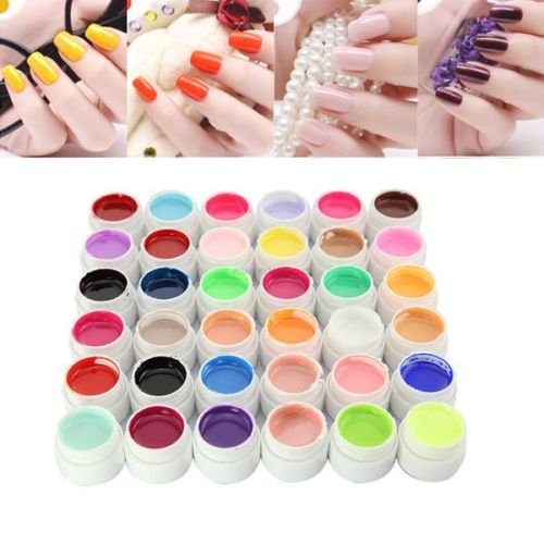 36 Pots Pure Colors Nail Polish Decor Bling UV Gel for Professional DIY Nail Art Salon Party