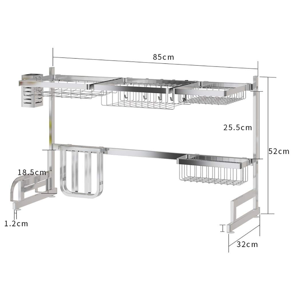 Escurridor para fregadero de cocina, diseño que ahorra espacio, 85 x 32 x 52 cm, ideal para secar platos, fácil de limpiar, solución de almacenamiento resistente para artículos esenciales de cocina