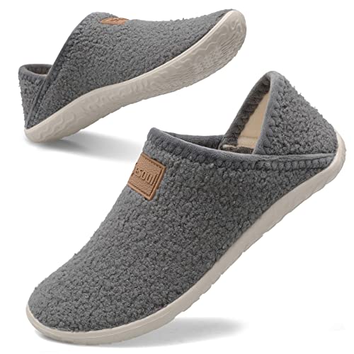 Fuzzy House Slippers for Women Men Indoor Closed Back Lightweight Cozy Faux Furry Lining Barefoot House Shoes Slipper Socks for Bedroom Home Office Yoga Outdoor Walking Shoes 6.5-7.5 Women/5-5.5 Men