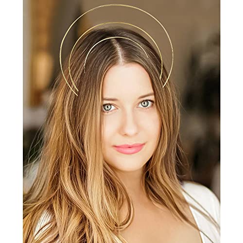 Gold Metal Queen Goddess Angel Halo Crown Headband Hairbands Tiara Hair Hoops Diy Craft Bands Headpieces Party Cosplay Costume Hair Accessories (6 Pack Of 3 Layer) #TOP2