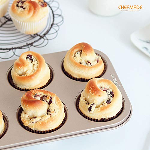 Chefmade Muffin Cake Pan, 6-Cavity Non-Stick Cupcake Pan Bakeware For Oven Baking (Champagne Gold) #TOP2
