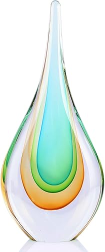 Miniatura 10 de Escultura de vidrio soplado a mano, decoración única de estilo mediterráneo, figura de cristal con acabado similar al cristal, pisapapeles Rojo