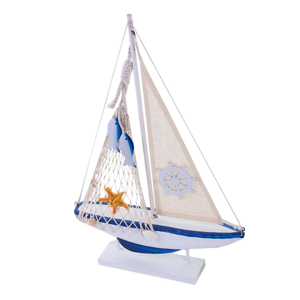 Healifty Mini Wooden Sailboat Model Mediterranean Style Nautical Decor for Home Office Wood Craft Decoration for Sea Lovers and Ocean Themed Spaces