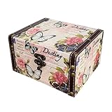 MIAO JIN Joyero de mariposa, caja decorativa de almacenamiento rosa para joyas, baratijas, fotos, caja de madera para mujeres y niñas, regalo decorativo para decoración del hogar