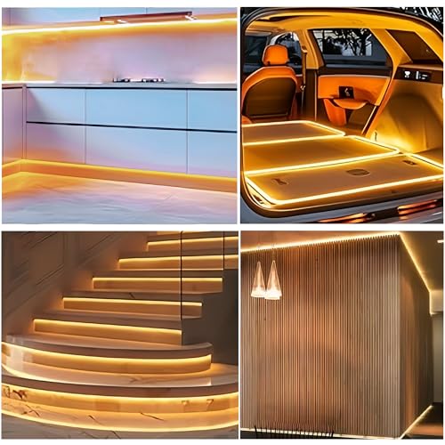 Image of 5V 5mm Width USB COB LED Strip Lights,3.28FT /1M,Warm White 3000K,400LEDs /M,8W /M,CRI90,750lm,Electroplated Double-Sided Panel Light Strip,IP20,for Indoor Decoration