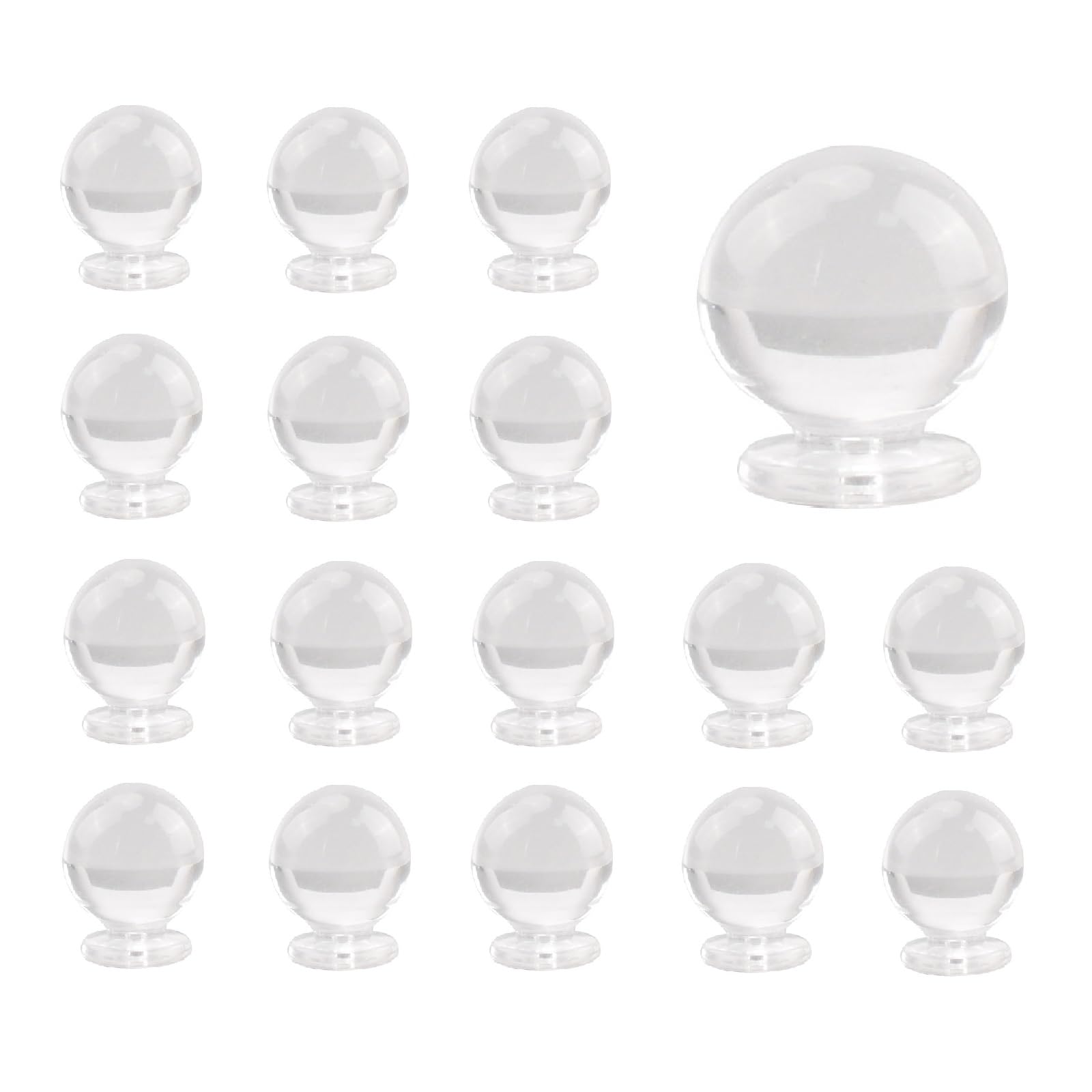 Morobor 16Pcs Spherical Acrylic Knobs, No Drilling Self-Adhesive Dresser Drawer Acrylic Knob, Clear Cabinet Drawer Knobs, Pulls Handles For Mirror Closet Box Gift Case(18Mm Diameter)