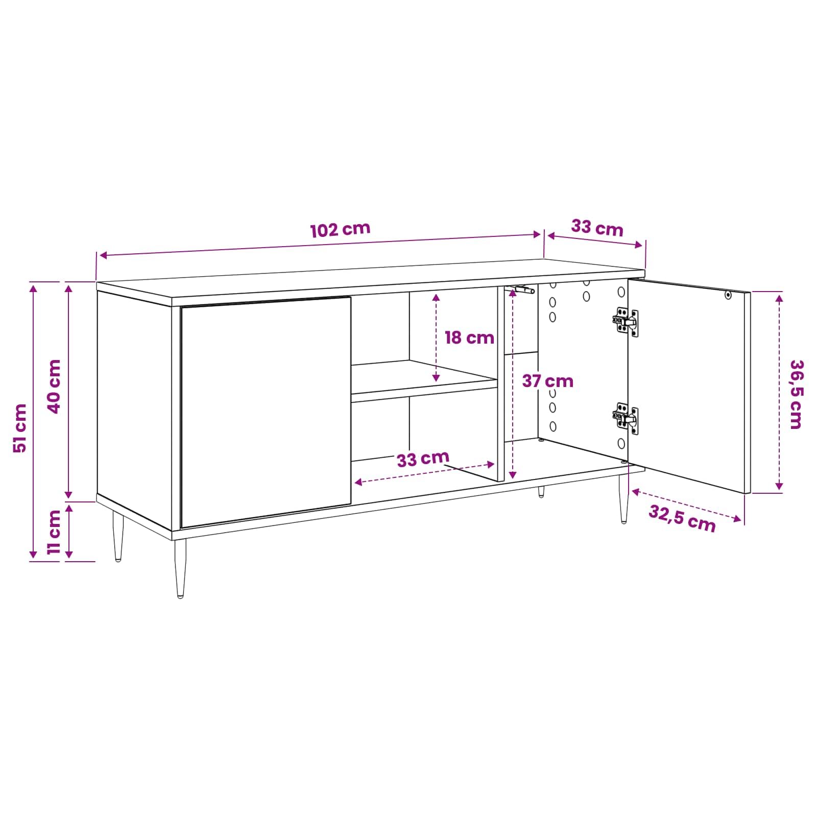 SYDE Mobile TV 102 cm rovere nero con contenitore