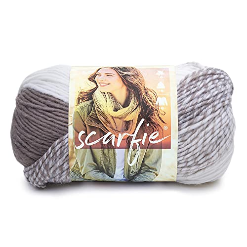 Lion Brand Yarn Scarfie Bulky Yarn, Cream/Taupe, 1 Pack