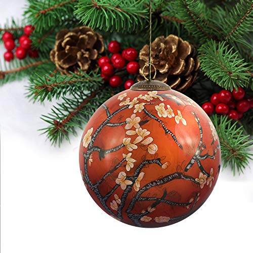 Vincent Van Gogh 'Branches Of An Almond Tree In Blossom Red' Hand Painted Glass Ornament Collectable #TOP4
