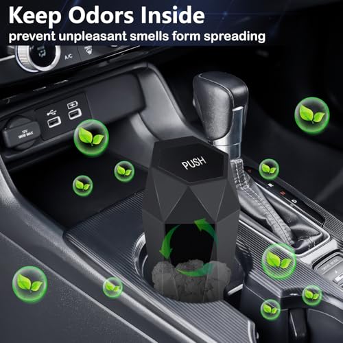 MICHIHOMIE 2 Stück Auto Mülleimer mit Deckel, Tragbare Automülleimer mit 4 Rollen Müllsäcke, Auto Mülleimer Innenraum, Praktischer Mini Mülleimer für Auto Zuhause Office, Wasserdicht und Geruchsdicht