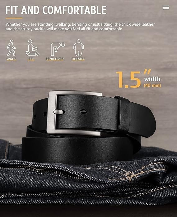 Image of Leather Formal /Casual Belt For Men /Boys (Color-Black) | For Office & Casual Occasions |