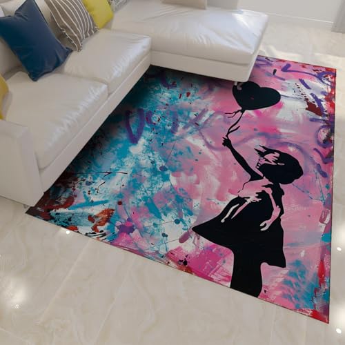 Tapis de salon lavable 140x200cm antidérapant style graffiti - 3