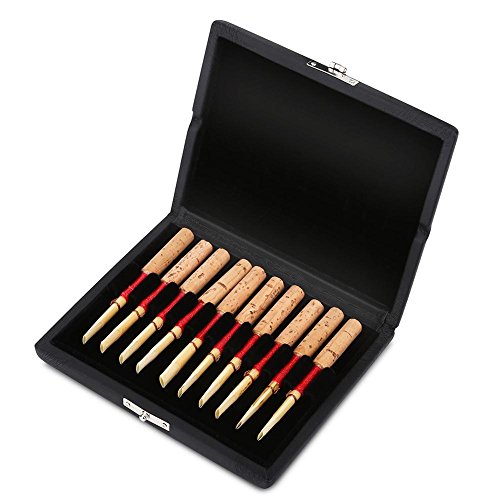 Thomann Reed Case Oboe Plastic,Oboe Reed Case Box Holz,Tbest Oboe Reed Case,Holz + Pu Leder Abdeckung Oboe Reed Container Box Case Reed Case Halter Aufbewahrungsbox Für 10/12 / 20Pcs Oboe Schilf(10)