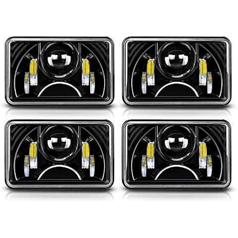 SPEAD-VMALL DOT Approved Rectangular 4X6 LED Headlight Projector W/ DRL Hi/Lo Beam Assemblies For Freightliner Fld120 Ford Kenworth T600 W900B T800 Chevy C10 K10 S10 H4651 H4656 Cover
