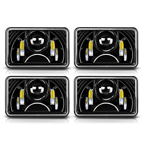 Spead-Vmall Dot Approved Rectangular 4X6 Led Headlight Projector W/ Drl Hi/Lo Beam Assemblies For Freightliner Fld120 Ford Kenworth T600 W900B T800 Chevy C10 K10 S10 H4651 H4656 #TOP3