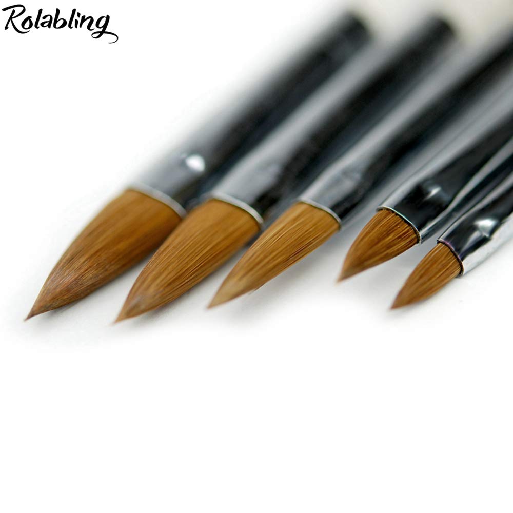Nail Brush Kolinsky Sable Acrylic Nail Art Brushes UV Gel Nail Painting Pen Brushes Set 5 pcs (1set)