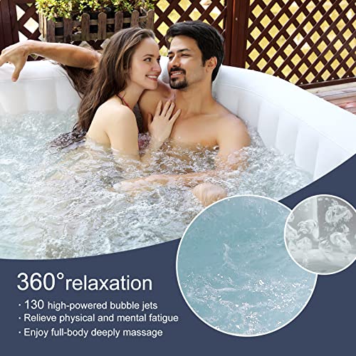 Relxtime Inflatable Hot Tub 4-6 Person, Portable Air Jet Spa Outdoor Heater Blow Up Hottub With 130 Bubble Jets And Built In Heater Pump, Tub Cover, 4 Non-Slip Spa Seat, 2 Filter Cartridge #TOP1