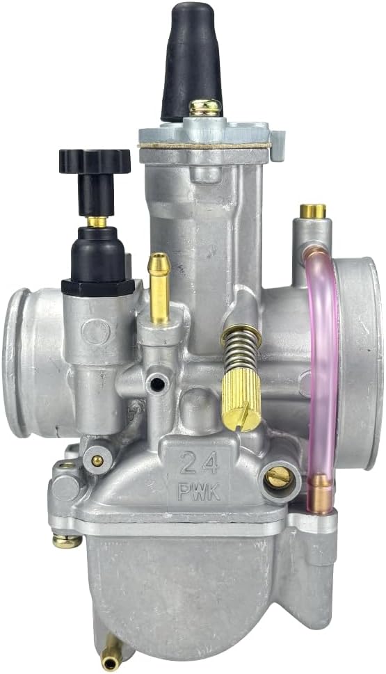 Motorcycle 24mm Carburetor Compatible with 50cc to 110cc Universal 2T 4T Engine Pit Dirt Bike Motocross On/Off Road ATV Quad Scooter (Silver, 24mm)