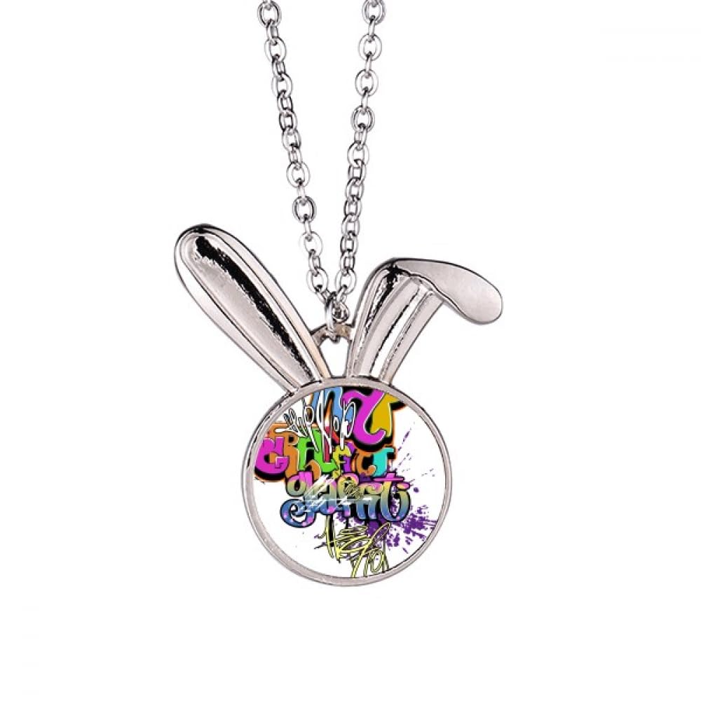 Collier pendentif lapin aux finitions émail coloré graffiti et lettrage rap haute définition - 5
