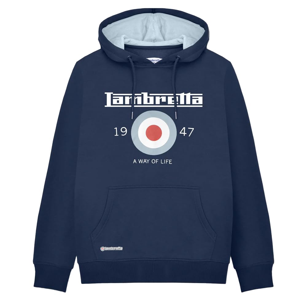 Lambretta Mens Target Pullover Hooded Sweatshirt Hoodie - Navy - 4XL