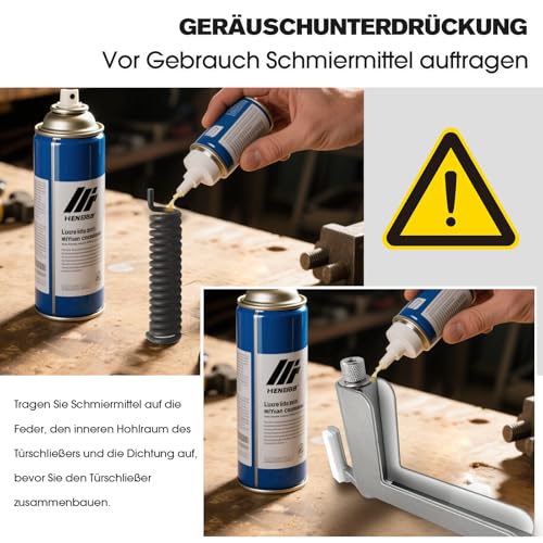 Türschließer ohne Bohren, MARIE Türschließer Automatischer für leichte Innentüren, Minitürschließer für DIN links/rechts schließende Zimmertüren, Ganzmetallische, Längere & leisere Lebensdauer, Silber