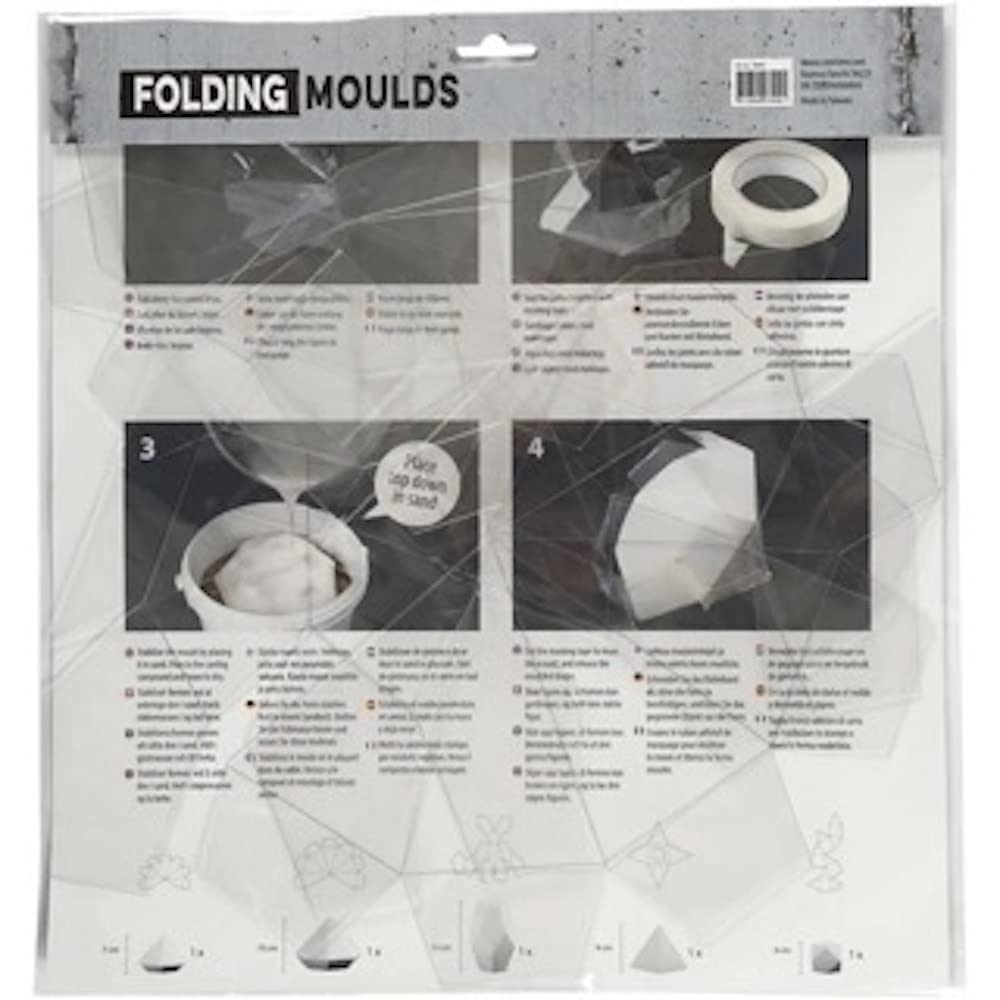 Folding Moulds, H: 6+13 cm, thickness 0,5 mm, transparent, Geometric shapes, 5pcs