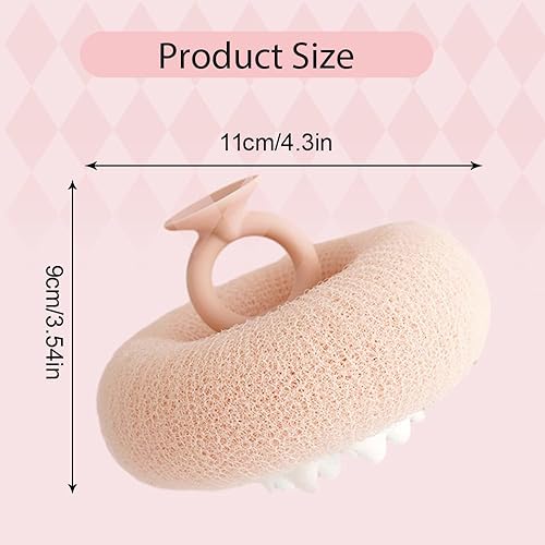 Miniatura 8 de Bola de baño con ventosa de girasol súper suave, 2 en 1, esponja de baño exfoliante 2 en 1, cepillo de limpieza con anillos para los dedos, puf de